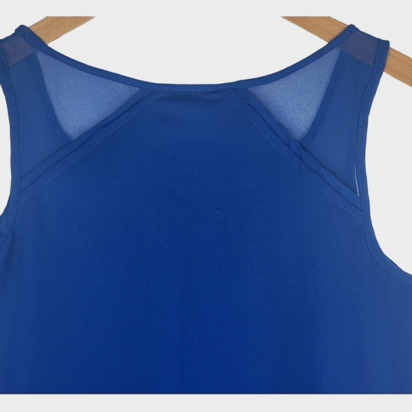 Jennifer Lopez Blue Tank Top Scoop Neck Womens XS Beachy Coastal Flowy - Picture 6 of 7